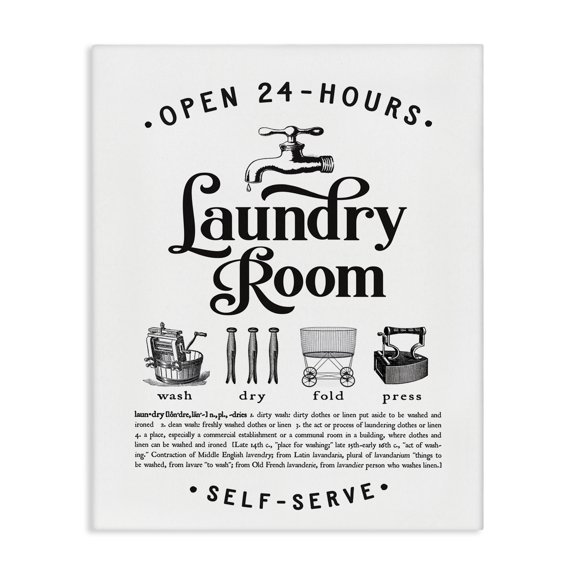 Stupell Industries Rustic Lodge Vintage Laundry Room Definition Wash Dry Fold Canvas Art, 16 x 20, by Lettered and Lined