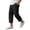 Black, variant on Men Drawstring Elastic Waist Split Hem Cropped Linen Capri Pants Crinkle Wrinkle Resistant Summer City Daily Casual Walking Trousers Gray S