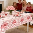 thumbnail image 4 of Bow Pattern Waterproof Tablecloth - Table Cover for Bridal Parties, Birthdays, Valentine's Day & Winter Holiday Gatherings, Durable Disposable Party Table Decor for Home & Events, 42.5*70.8in, 4 of 5
