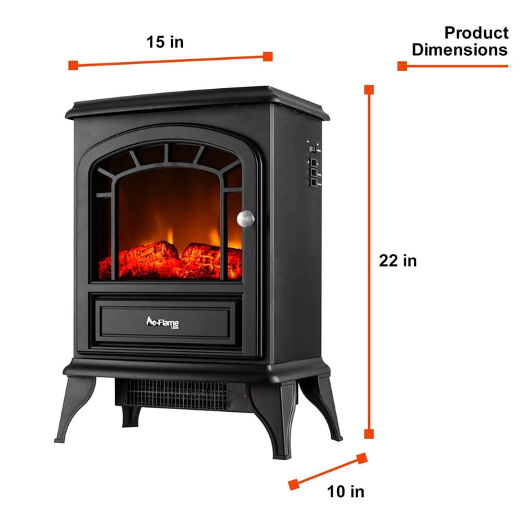 e-Flame USA Aspen Freestanding Electric Fireplace Stove, 3D Log, and Fire  Effect (Black) - Walmart.com