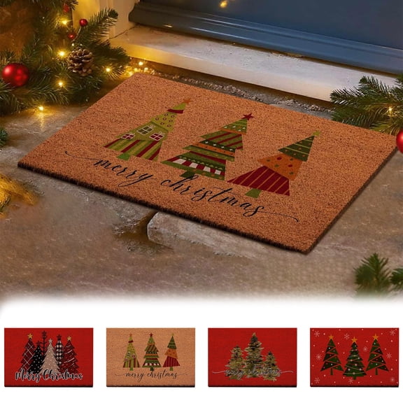 Nkmbld Christmas Door Mat Indoor, Area Rug Washable Front Porch Rug Door Mat Outside Entrance Entryway Doormat for Christmas Porch Decor