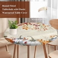 thumbnail image 4 of Fall Orange Blue Round Tablecloth, Fitted Table Cover with Elastic for 45"-54" Round Tables, Autumn Thanksgiving Floral Botanical Table Cloth Outdoor Indoor Dinning Party Waterproof Tablecloths, 4 of 7