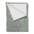 thumbnail image 2 of Geometrical Soft Flannel Fleece Throw Blanket, Themed Hatched Motifs with Stripes and Floral Items, Cozy Plush for Indoor and Outdoor Use, 60" x 80", Sage Green Grey, by Ambesonne, 2 of 5