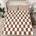 thumbnail image 2 of Castle Fairy Geometric Grid Plaid 4 Pieces Queen Sheet Sets for Kids Children Teens,Vintage Aesthetic Ultra Soft Flat Sheet,White Brown Queen Fitted Sheet,Microfiber Bedroom Decor, 2 of 7