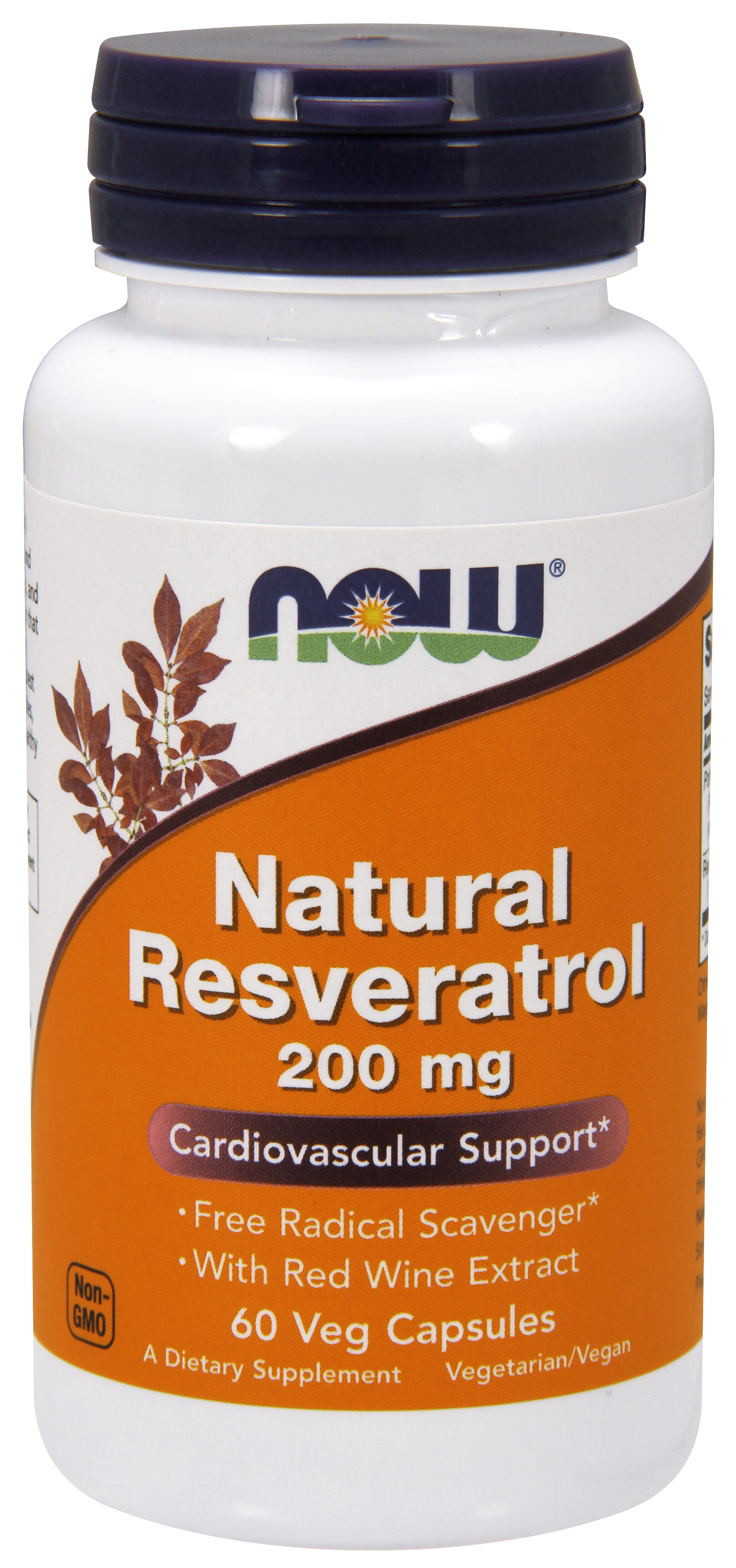 NOW Supplements, Natural Resveratrol 200 mg with Red Wine Extract, 60