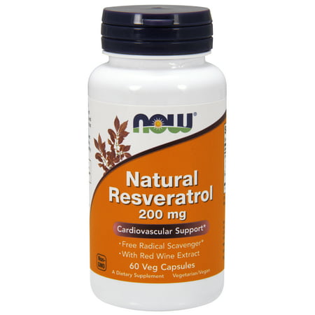 NOW Supplements, Natural Resveratrol 200 mg with Red Wine Extract, 60 Veg (Best Wine For Resveratrol)
