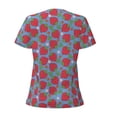 thumbnail image 4 of Naloa Hand Drawn Strawberry Print T-Shirts Short Sleeve V Neck Tees for Women Fashion Tops Trendy Lightweight Soft Casual Summer Outfits Clothes, 4 of 5