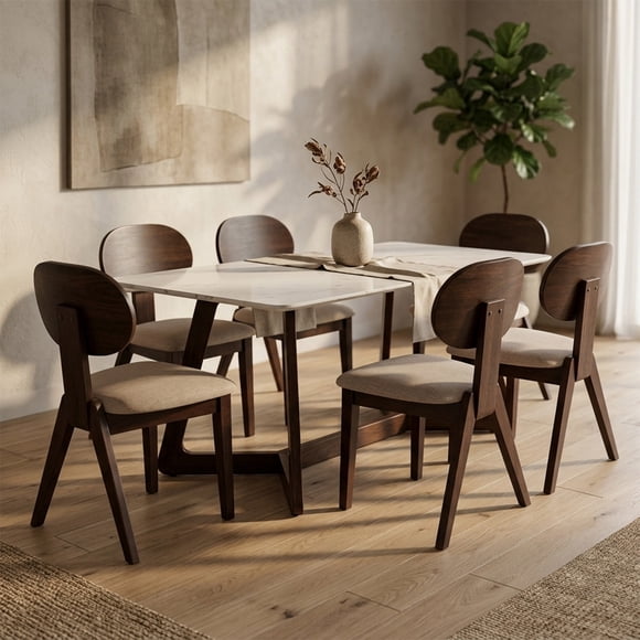 Bossa Juego de Mesa de Comedor Rectangular de Madera con Sillas Tamaño 180x90x77 Cm para 4-6 Personas para Cocina, Sala de Estar Facil de Armar December