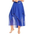 thumbnail image 2 of YONGHS Women Asymmetric Sequins Beads Chiffon Belly Dance Skirt Tribal Folk Dance Latin Dancewear Royal Blue One Size, 2 of 7