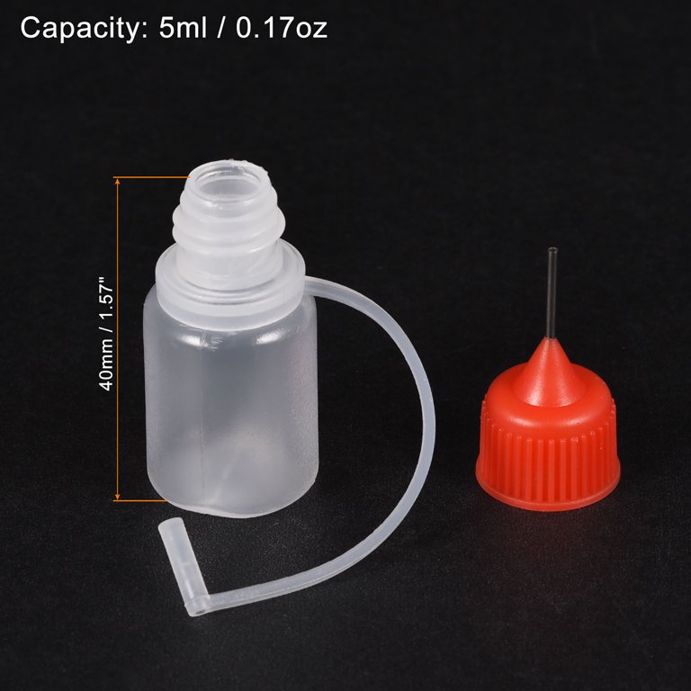 20Pcs Needle Tip Bottle Precision Plastic Applicator with Red Cap 5ml