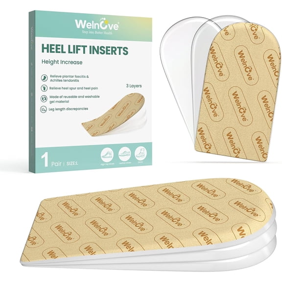 Welnove Adjustable Heel Lifts - 3 Layers for Uneven Legs & Leg Length Discrepancy, Size S