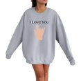 thumbnail image 2 of Wyzesi Ensembles de Sweatshirts de Maternité pour Femmes Imprimé Partiel de la Saint-Valentin Jogging Décontracté Col Rond Manches Longues Couple Sweatshirts Ensembles pour Femmes Sweatshirts Noirs Femmes Plus, 2 of 3