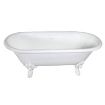 Aqua Eden VCTDE7232NLW 72-Inch Cast Iron Oval Double Ended Clawfoot Tub (No Faucet Drillings) in White