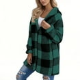 thumbnail image 6 of Dwralegc Flannel Jacket Women Fuzzy Plaid Zip Up Jackets Warm Winter Coats Casual Oversized Christmas Outerwear Sherpa Fleece Jacket with Pockets Clearance Dark Green 5XL, 6 of 8