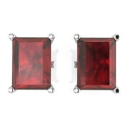 ARENA GEMS JEWELLERY Mom Gift Dainty Natural Emerald Shaped Garnet Earrings in 925 Sterling Silver| January Birthstone| Handcrafted Personalized Vintage Earrings