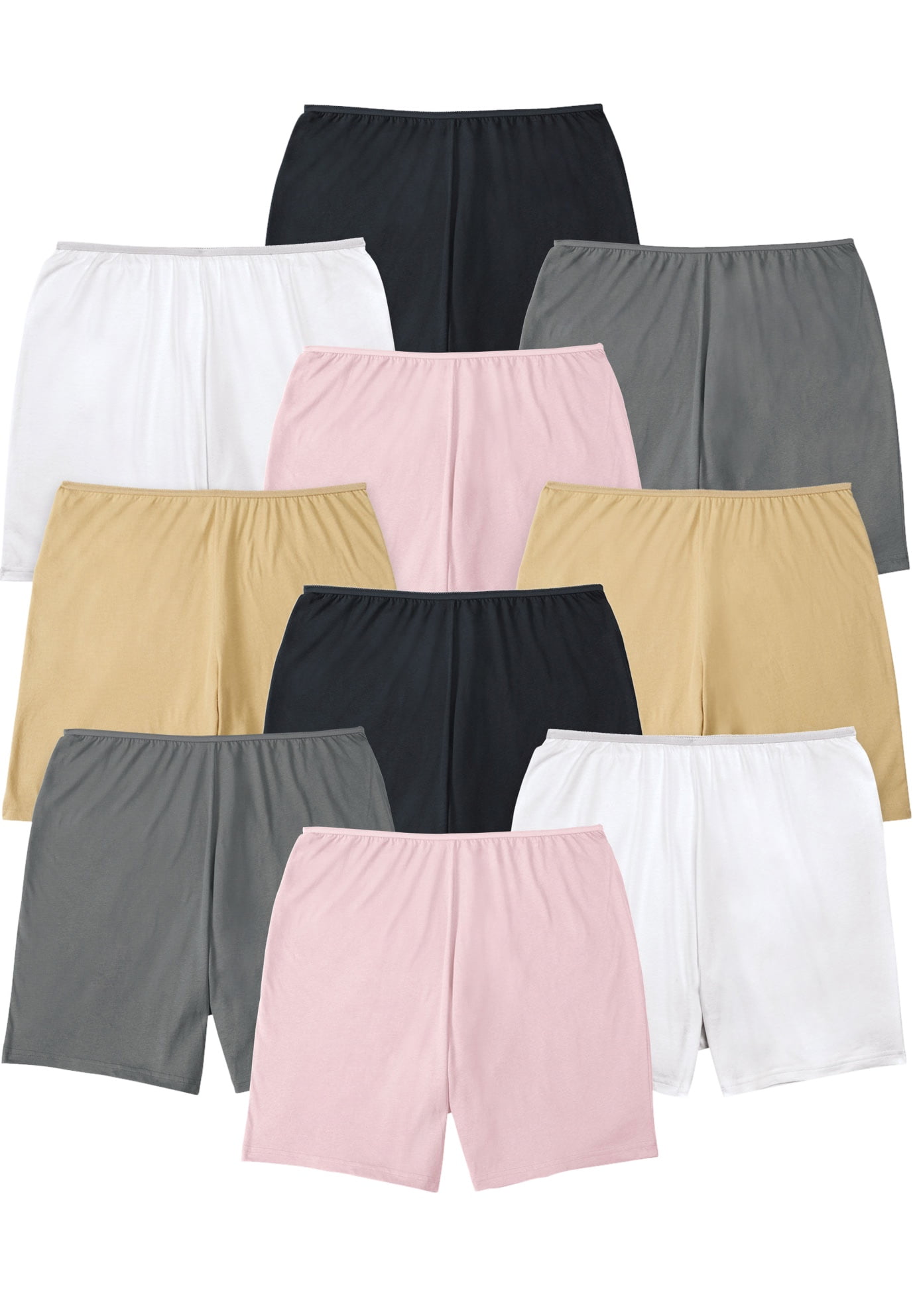 Comfort Choice Women's Plus Size Cotton Boxer 10-Pack Underwear ...