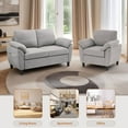 thumbnail image 2 of Soscana Modern Loveseat and Accent Chair 2 Piece Set, Small Couch Sofa Set with Wide Arms & Side Pockets, Comfy 2 Seater Sofa and 1 Seater Armchair Set for Apartment Living Room Office Studio, 2 of 7