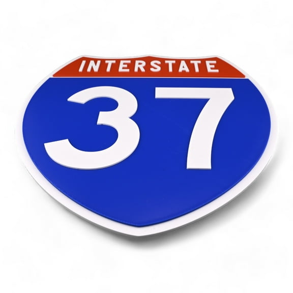 Interstate 37 Road Sign Replica, number Personalized Travel Decor, 8.5" x 8.5"