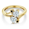 thumbnail image 3 of Gem Stone King 18K Yellow Gold Plated Silver White Moissanite and Black Diamond Ring for Women (1.63 Cttw, Heart Shape 6MM, Gemstone Birthstone, Size 5), 3 of 6