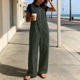 thumbnail image 3 of FRSASU Women's Sleeveless Wide‑Leg Jumpsuit Relaxed Fit Button‑Down Front Overall Jumpsuit with Big Side Pockets Bronze, 3 of 6
