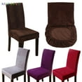 thumbnail image 2 of BadPiggies 6 Pack Velvet Stretch Dining Room Chair Covers Soft Removable Dining Chair Slipcovers,Red, 2 of 9