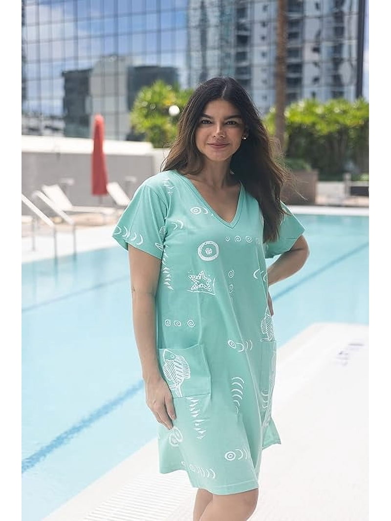 INGEAR Women's Beach Swimsuit Cover Up, Short Cotton Shift Dress with Pockets, White ,M - Walmart.com INGEAR Women's Beach Swimsuit Cover Up, Short Cotton Shift Dress with Pockets, White ,M - Walmart.com