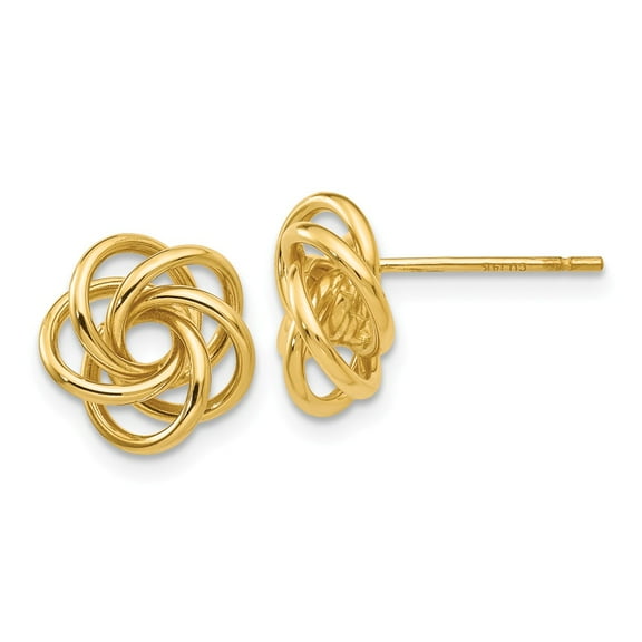 Real 14kt Yellow Gold Love Knot Earrings; for Adults and Teens; for Women and Men