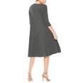 thumbnail image 3 of Women's Plus Size Round Neck 3/4 Sleeves Solid A-Line Midi Dress, 3 of 4
