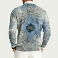 thumbnail image 5 of Wutalume Men's Round Neck Ribbed Knit Pullover, Long Sleeve Retro Texture Print Sweater, Comfortable Stretch Top for Casual and Smart Casual Wear,Light Gray 4XL, 5 of 7