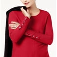 thumbnail image 2 of ALFANI Womens Red Textured Long Sleeve Jewel Neck Top S, 2 of 3