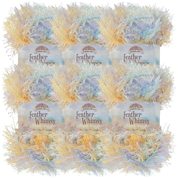 JubileeYarn Feather Whimsy Eyelash Yarn - 50g/Skein Fine Polyester Faux Fur - Caribbean Beach - 6 Skeins