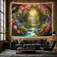 thumbnail image 6 of Stone Archway Over a Cascading Garden Stream, Dreamy Fantasy for Flower Lovers, Botanical Wall Art, Housewarming Gift, Tapestry Wall Hanging for Bedroom and Living Room, 6 of 7