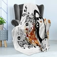 thumbnail image 4 of Feminine Soft Flannel Fleece Throw Blanket, Party Girl Glasses with Flowers Blossoms Ornamental Patterns Background Image, Cozy Plush for Indoor and Outdoor Use, 50" x 70", Orange Black, by Ambesonne, 4 of 5