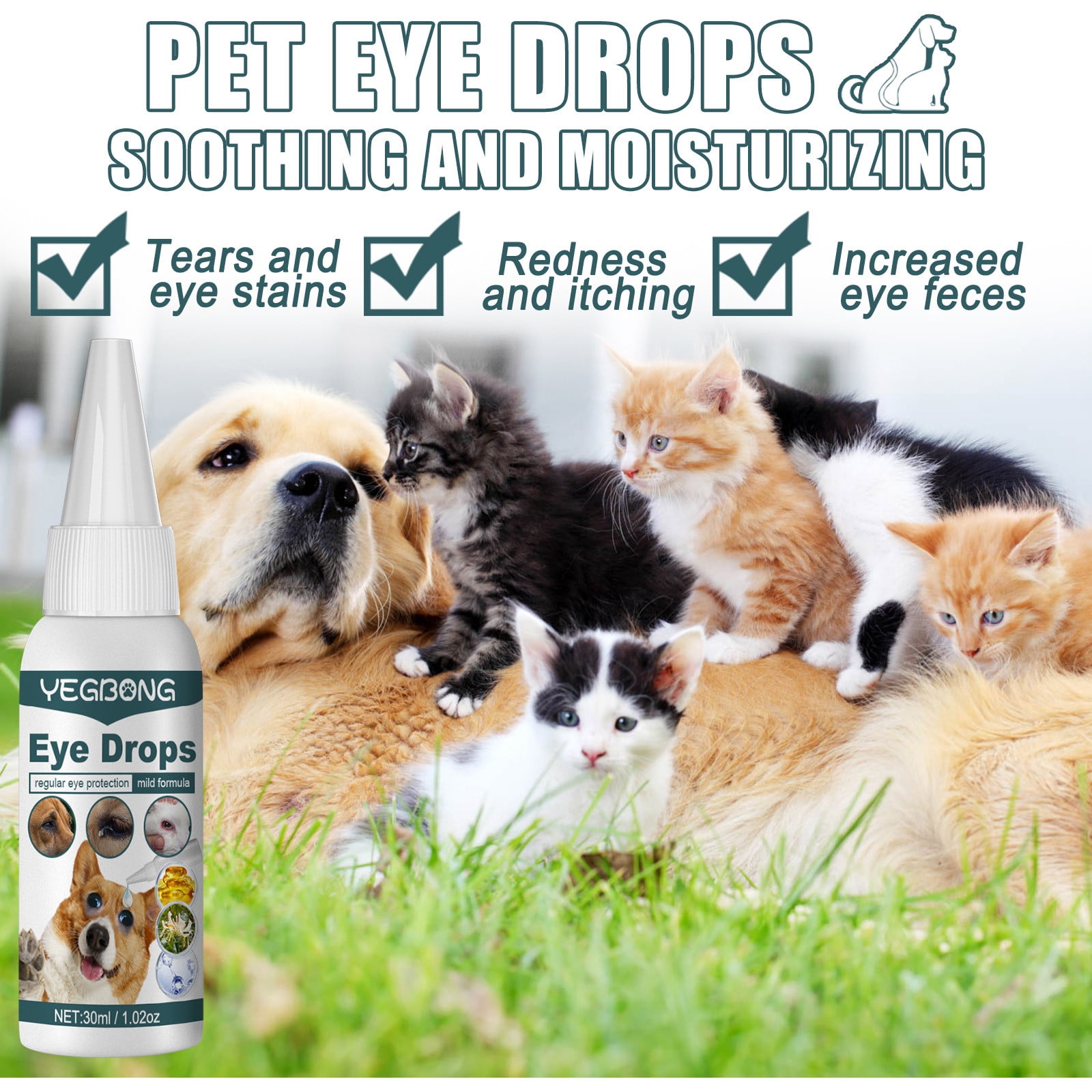 30 off Clearance 30ml Eye Drops for Dogs Helps Prevent Eye Relief Allergies Symptoms Runny Dry Eyes Pet Eye Health Eye Drops Safe for All Animal Eye Wash for Dogs 1PC