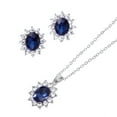 thumbnail image 2 of Yesbay Exquisite Sapphire Rhinestone Pendant Necklace Earrings Women Jewelry Set Gift-Sapphire Blue, 2 of 7