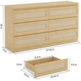 thumbnail image 2 of Rattan Dresser for Bedroom, Modern 6 Drawer Double Dresser with Anti-Tip Kit, Wood Storage Wide Chest of Drawers for Bedroom, Living Room, Hallway, Natural, 2 of 8
