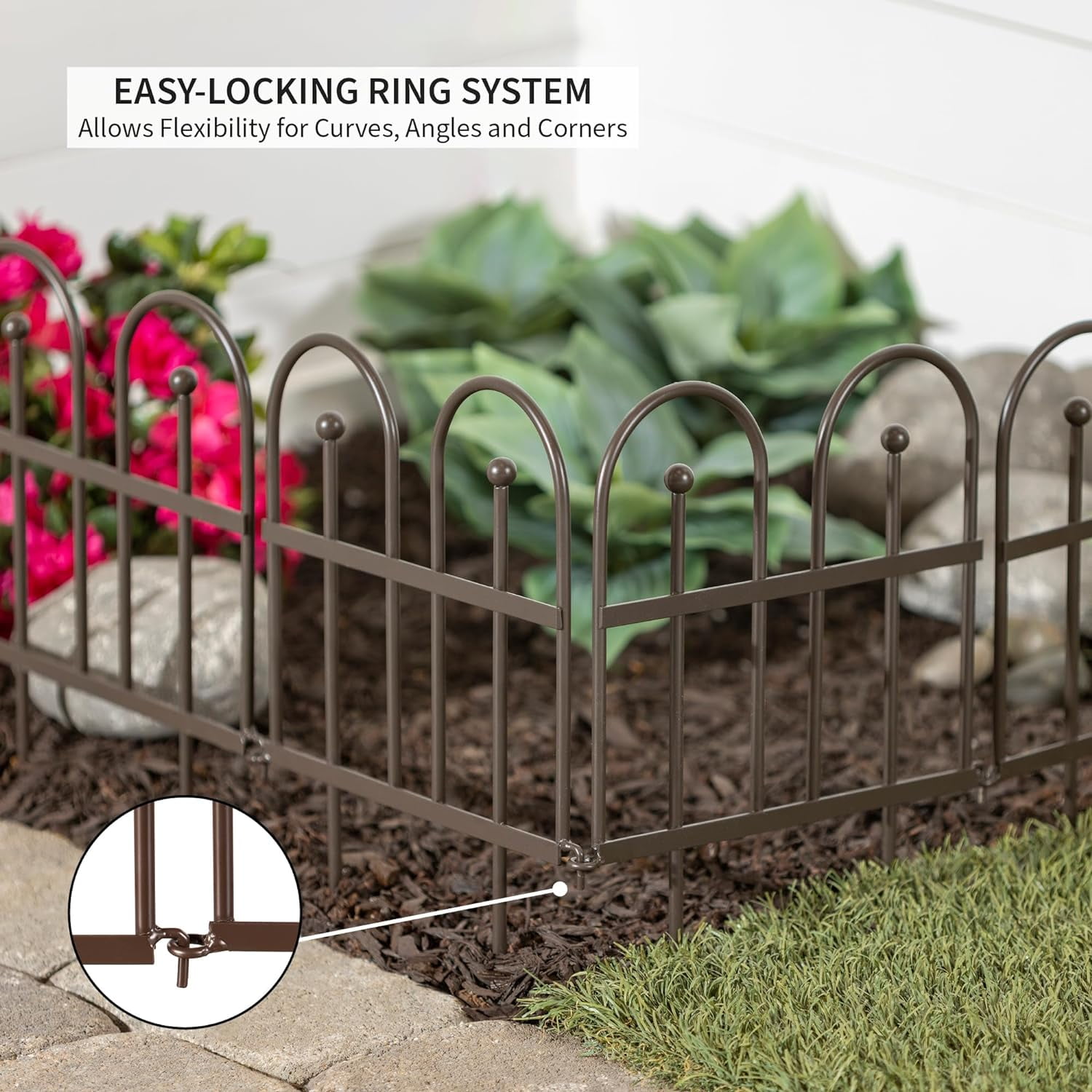 Iron Garden Fence Edging for Flower Bed, Yards, Lawn | Decorative Gunmetal  | .5 ft Fencing