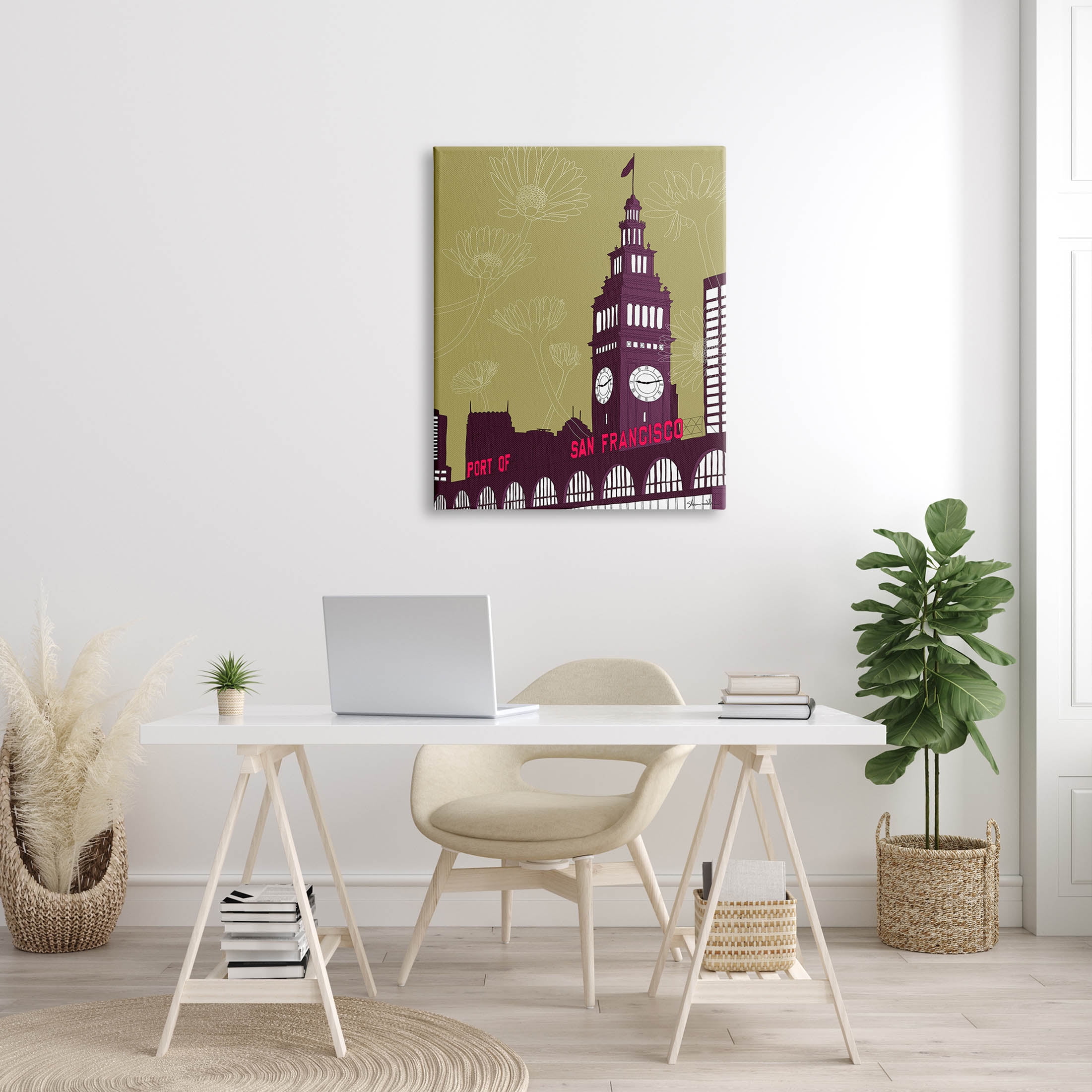 Stupell Industries Floral San Francisco City Graphic Art Gallery Wrapped Canvas Print Wall Art, Design by Shane Donahue