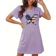 thumbnail image 5 of Aobny Women Moomoo Nightgown Lightweight Patriotic Short Night Shirt Purple Short Sleeve Womens Pajama Set,M, 5 of 5