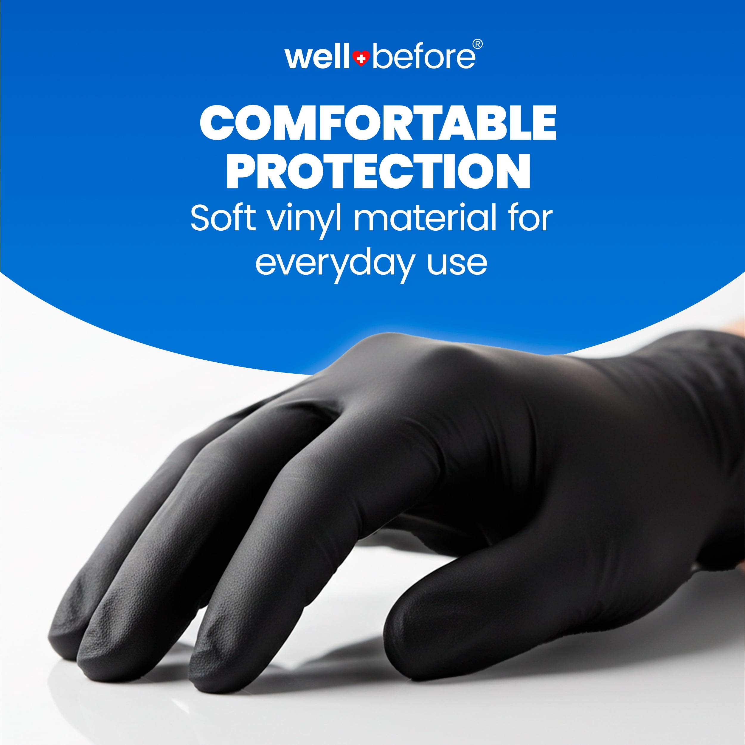 Wellbefore Disposable Synmax Exam Gloves, Powder-Free, Black, Large, 200pcs