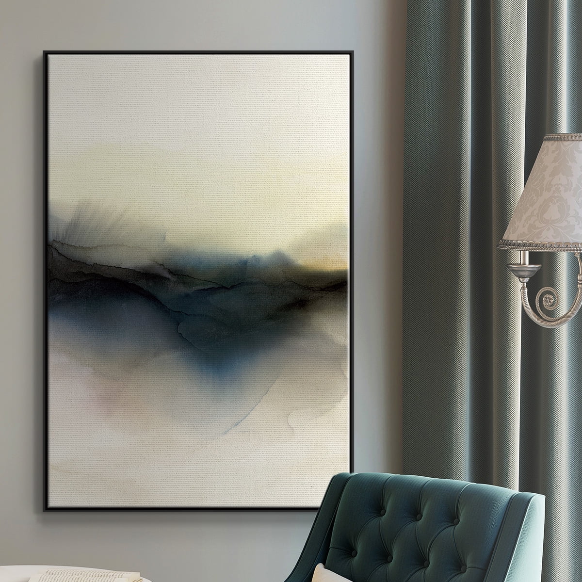 Continuum I Framed Premium Gallery Wrapped Canvas - Ready to Hang - 25 x 37 - Black Floating Frame