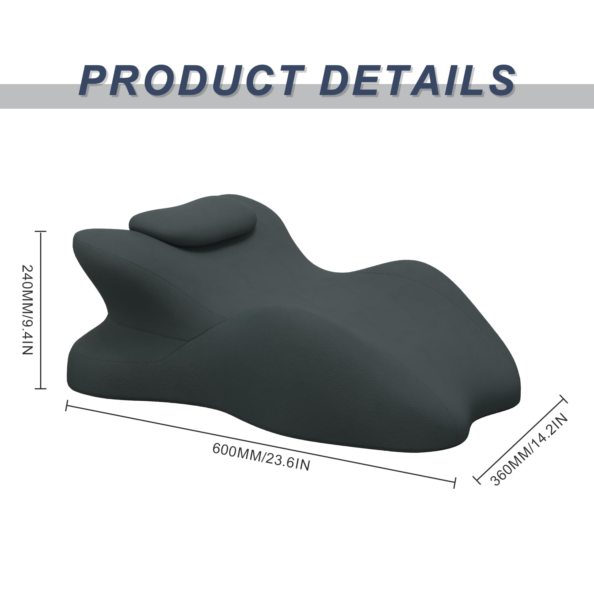 Memory Foam Wedge Pillow  Prone For Sleeping Reading Bed Support & Sitting Up Ideal Massage With Removable Cover