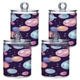 thumbnail image 7 of 4 Pack Bathroom Canisters Transparent Storage Jar for Cotton Ball, Swab, Floss Floating Bubbles Pattern, 7 of 7