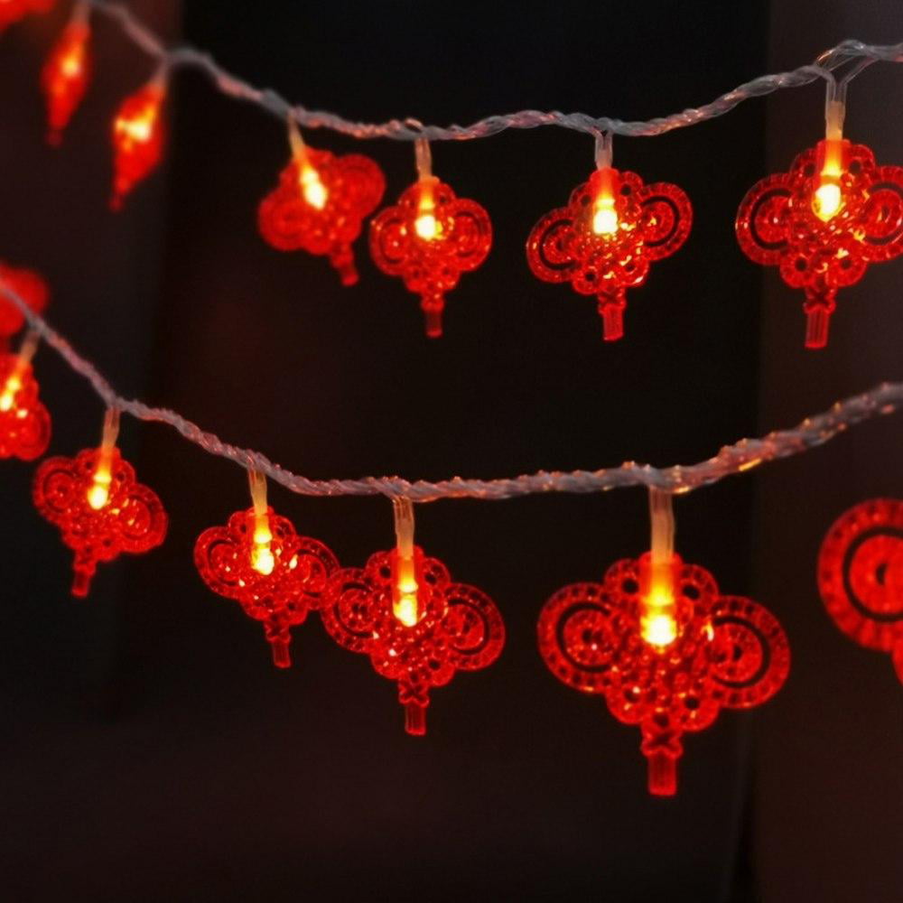 Party Decor String Chinese Knot Lamp LED String Lights Red Lantern Battery
