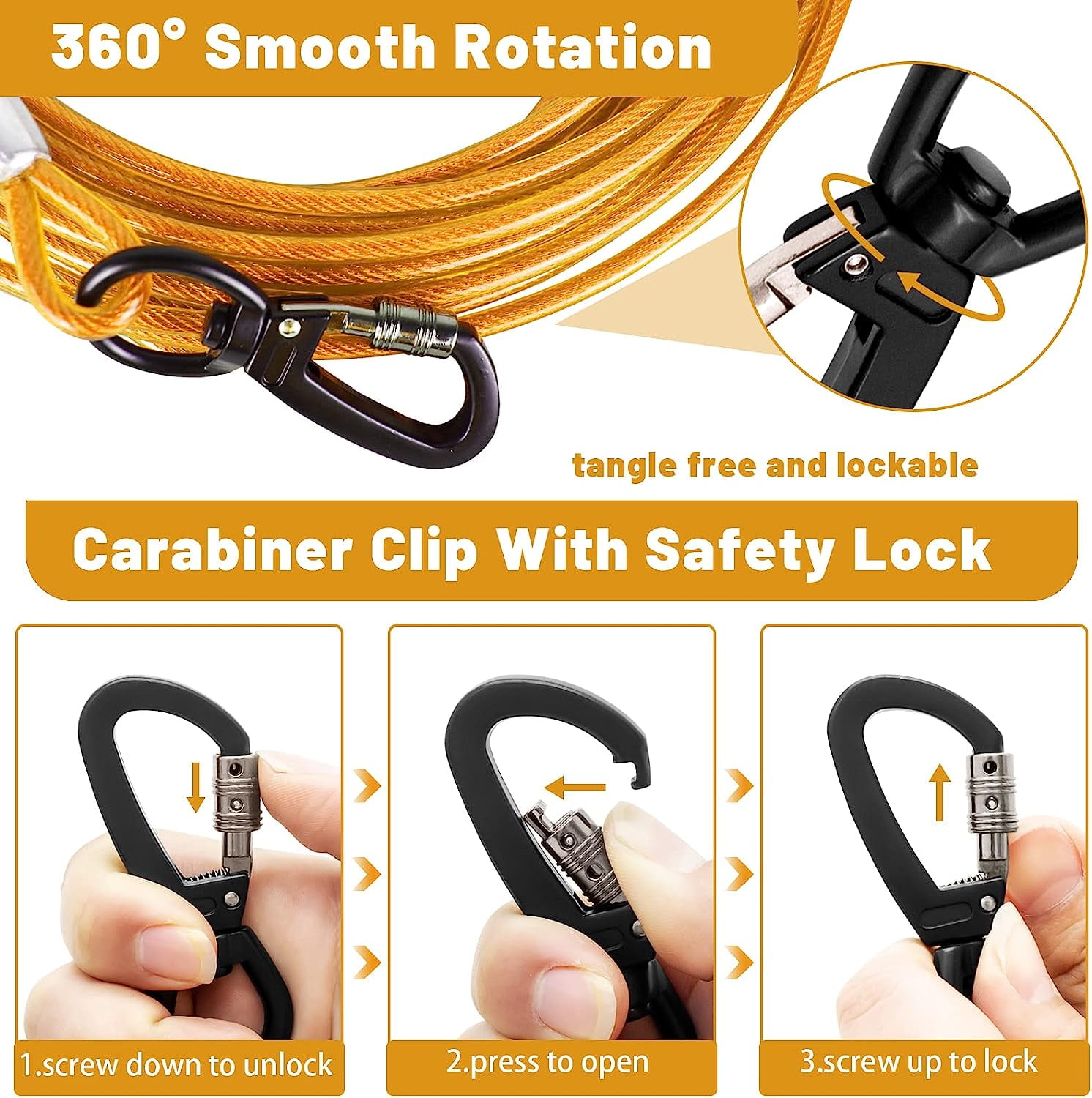 Cavo Per Cani HaiYUAN - Lunghezza 10-30 FT, Per Cani Fino A 165 Lbs | Ideale Per Giardino, Campeggio - Foto 6