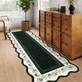 thumbnail image 3 of Garvee 2'x6' Scalloped Floral Rug Modern Farmhouse Carpet, Washable Rug with Non Slip Backing Soft Foldable Mat for Hallway Bedroom Kitchen, Black, 3 of 8