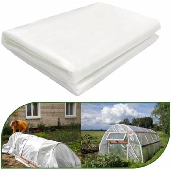 6 mil Greenhouse Plastic Sheeting, Clear Greenhouse Film, UV Resistant Thickened Plastic Sheeting Heavy Duty, Polyethylene Green House Plastic Cover(6.5 x 6.5ft)