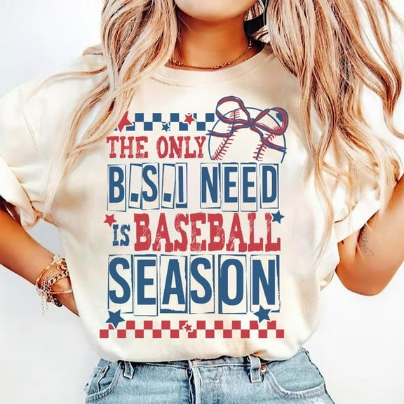 Funny Baseball T-Shirt, Only BS I Need is Baseball Season T-Shirt, Game Day T-Shirt, Checkered Baseball T-Shirt, Retro Baseball Mama T-Shirt, Baseball Mom T-Shirt