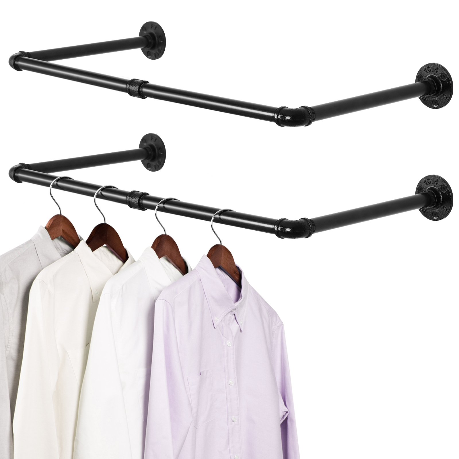 Wadavr Clothes Rack,23.6 Inch Industrial Pipe Wall Mounted Garment Rack