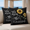 thumbnail image 5 of 16x16 Pillow Covers Set of 2, Sunflowers Square Throw Pillow Covers for Couch/Sofa/Living Room, Modern Bee You Are My Sunshine Black Decorative Soft Pillowcases for Couch Throw Pillows, 5 of 9